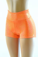 Orange Holographic High Waist Shorts - 2