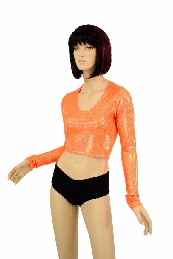 Orange Holographic Long Sleeve Crop - Coquetry Clothing