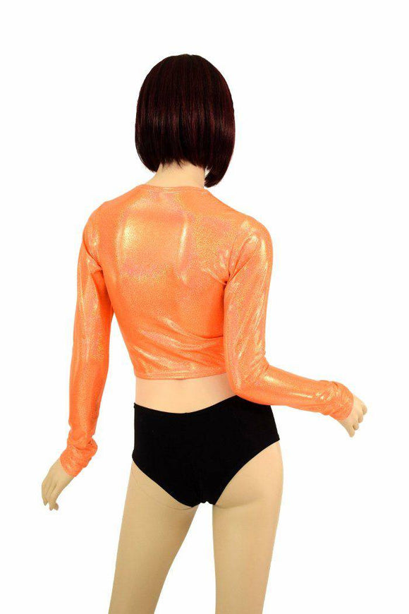 Orange Holographic Long Sleeve Crop - Coquetry Clothing