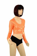 Orange Holographic Long Sleeve Crop - Coquetry Clothing