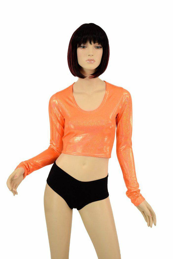 Orange Holographic Long Sleeve Crop - Coquetry Clothing