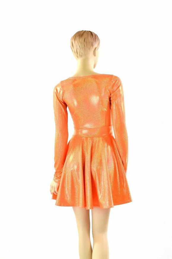 Orange Holographic Skater Dress - Coquetry Clothing