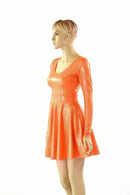 Orange Holographic Skater Dress - Coquetry Clothing