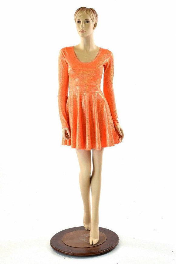 Orange Holographic Skater Dress - Coquetry Clothing