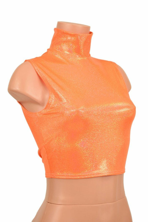 Orange Sparkly Crop Top - Coquetry Clothing