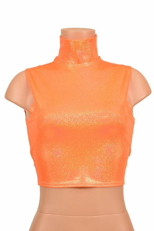 Orange Sparkly Crop Top - 2