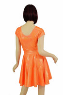 Orange Sparkly Jewel Cap Sleeve Skater Dress - Coquetry Clothing