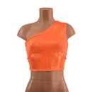Orange Sparkly Jewel One Shoulder Crop Top - Coquetry Clothing