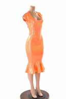 Orange Sparkly Jewel Ruffled Wiggle Dress - Coquetry Clothing