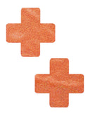 Orange Sparkly Jewel Cross Pasties - 1