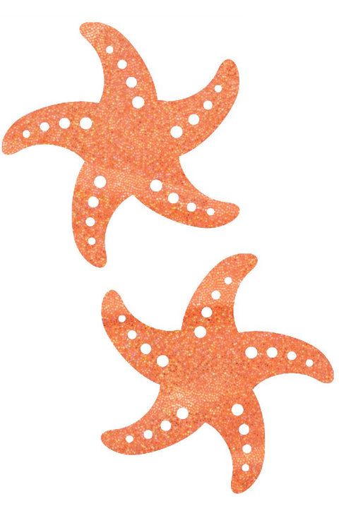 Orange Sparkly Jewel Starfish Pasties - Coquetry Clothing