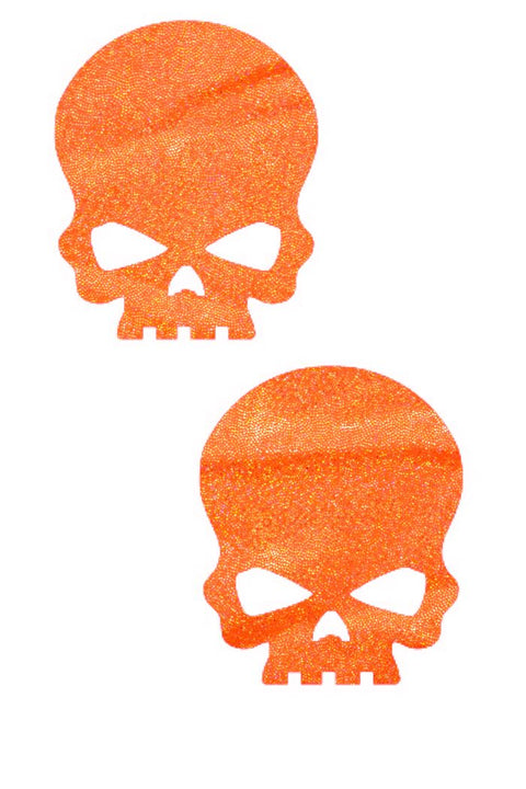 Orange UV Skulls Pasties - Coquetry Clothing