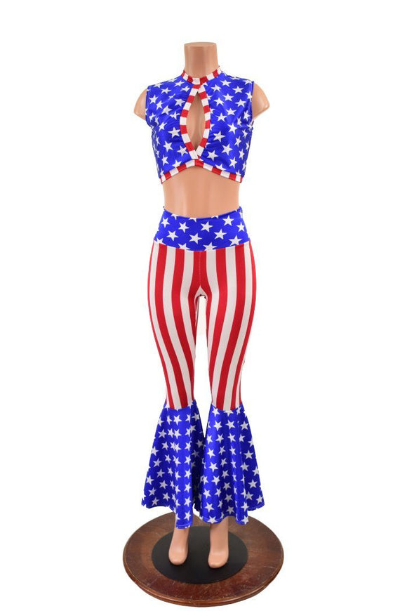 Patriotic Bell Bottoms & Keyhole Top Set - Coquetry Clothing