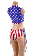 Patriotic Keyhole Top & Lace Up Cheekies Set - Coquetry Clothing