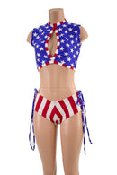 Patriotic Keyhole Top & Lace Up Cheekies Set - Coquetry Clothing