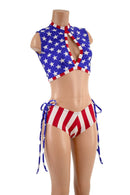 Patriotic Keyhole Top & Lace Up Cheekies Set - Coquetry Clothing