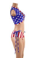 Patriotic Keyhole Top & Lace Up Cheekies Set - Coquetry Clothing