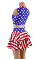 Patriotic Open Front Lace Up Skirt & Keyhole Top Set - Coquetry Clothing