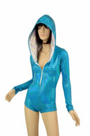 Peacock Holo Long Sleeve Hoodie Romper - Coquetry Clothing