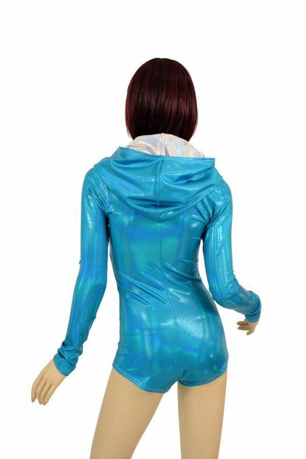 Peacock Holo Long Sleeve Hoodie Romper - 6