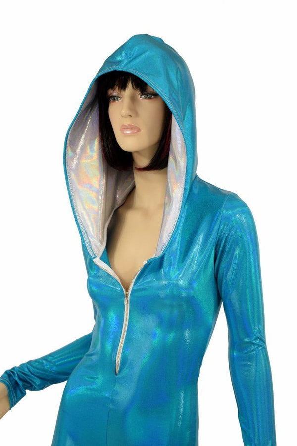 Peacock Holo Long Sleeve Hoodie Romper - 3