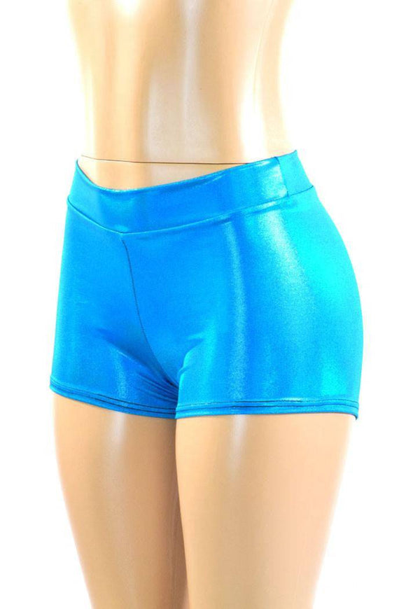 Peacock Holographic Mid Rise Shorts - Coquetry Clothing