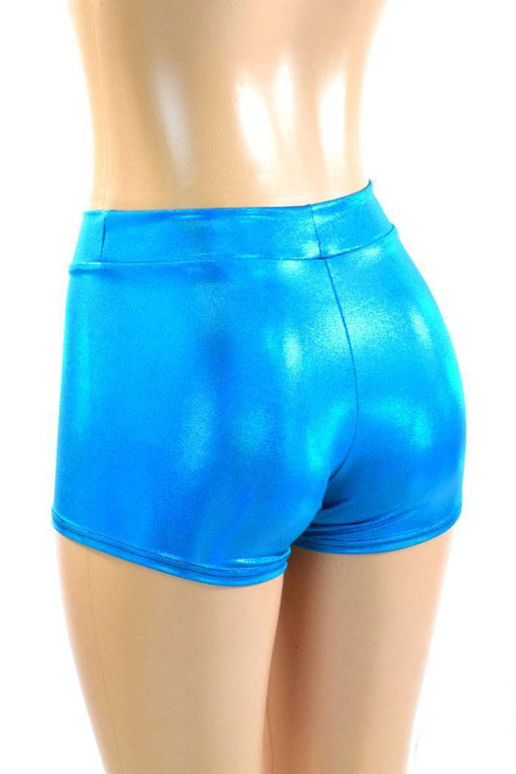 Peacock Holographic Mid Rise Shorts - Coquetry Clothing