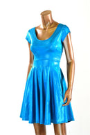 Peacock Holographic Skater Dress - Coquetry Clothing