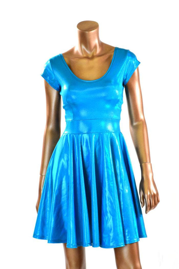 Peacock Holographic Skater Dress - Coquetry Clothing