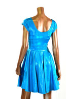 Peacock Holographic Skater Dress - Coquetry Clothing