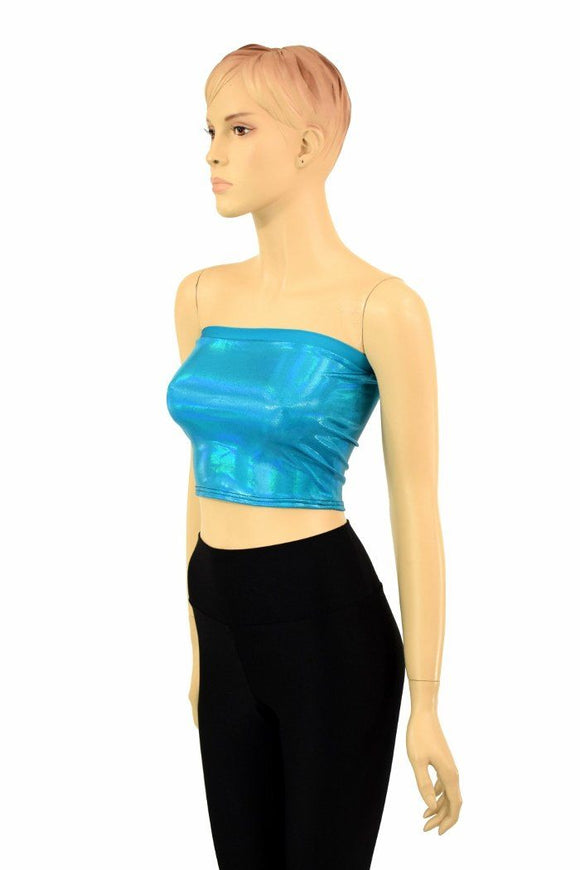 Peacock Holographic Tube Top - Coquetry Clothing
