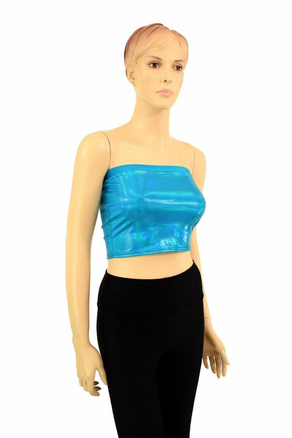 Peacock Holographic Tube Top - Coquetry Clothing