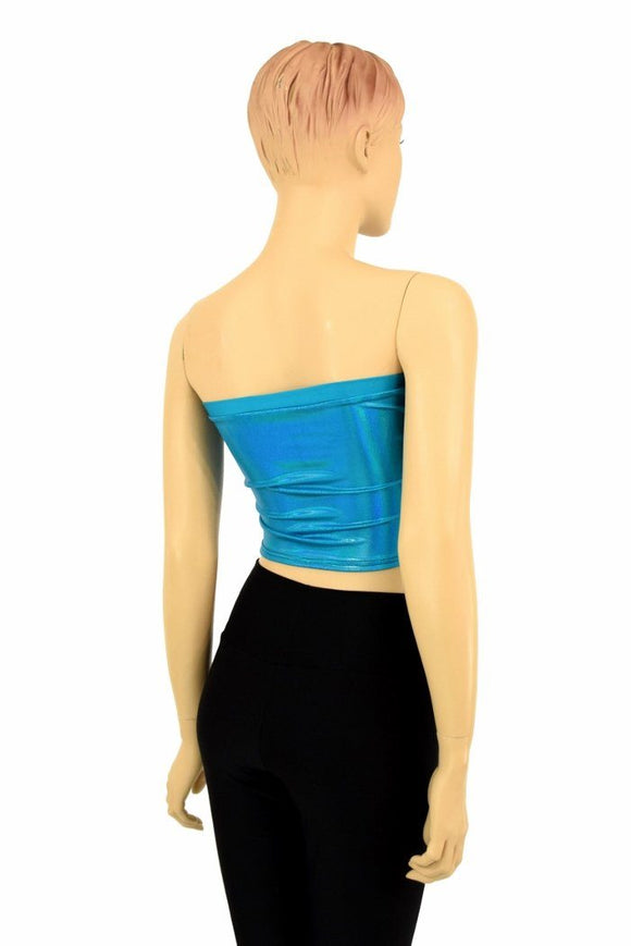 Peacock Holographic Tube Top - Coquetry Clothing
