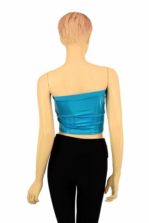 Peacock Holographic Tube Top - Coquetry Clothing
