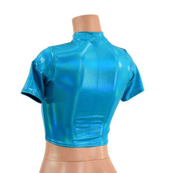 Peacock Tee Sleeve Crop Top - Coquetry Clothing