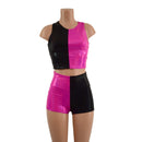 Pink and Black Harlequin High Waist Shorts & Crop Set - Coquetry Clothing
