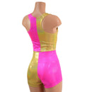 Pink and Gold Harlequin High Waist Shorts & Crop Set - Coquetry Clothing