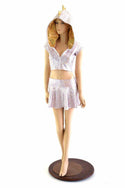 Pink and Silver Scale Crop & Rave Skirt Set - 1