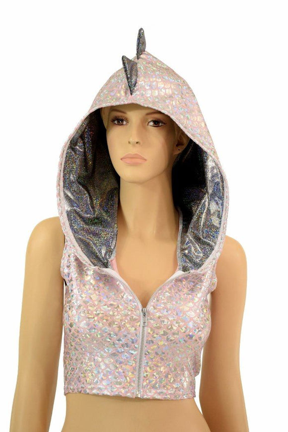 Pink Dragon Zipper Front Crop Top - Coquetry Clothing
