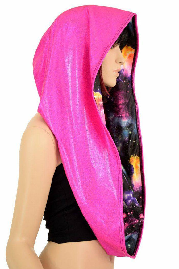 Pink & Galaxy HUGE Reversible Festival Hood - Coquetry Clothing