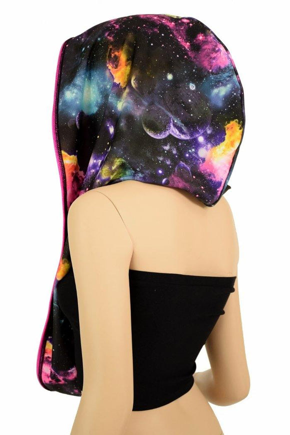 Pink & Galaxy HUGE Reversible Festival Hood - Coquetry Clothing