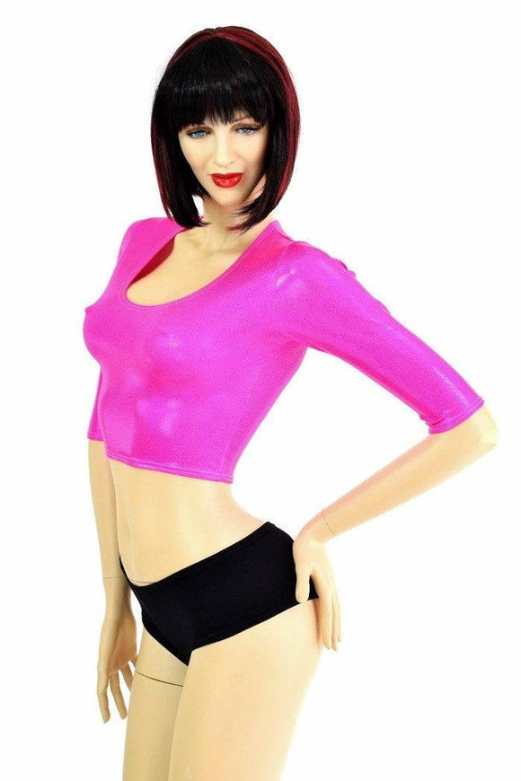 Pink Half Sleeve Crop Top - Coquetry Clothing