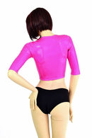 Pink Half Sleeve Crop Top - Coquetry Clothing
