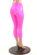 Pink High Waist Capri Leggings - 2