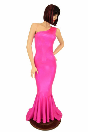 Pink Holographic Puddle Train Gown - Coquetry Clothing