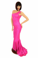 Pink Holographic Puddle Train Gown - Coquetry Clothing