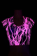 Pink Lightning Cap Sleeve Crop - Coquetry Clothing