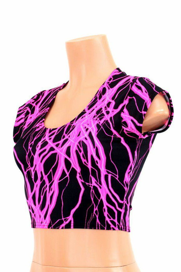 Pink Lightning Cap Sleeve Crop - Coquetry Clothing