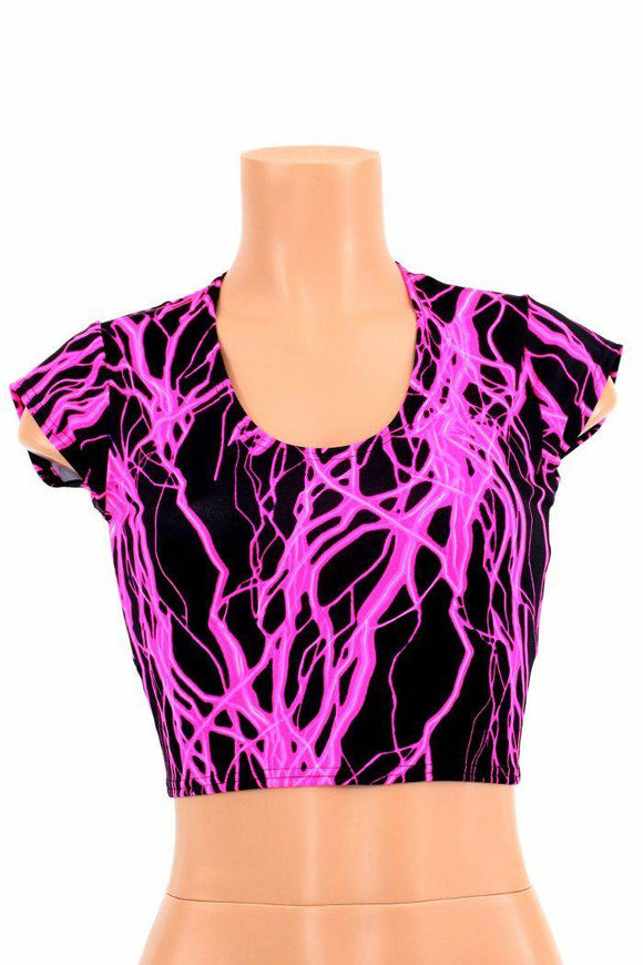 Pink Lightning Cap Sleeve Crop - Coquetry Clothing