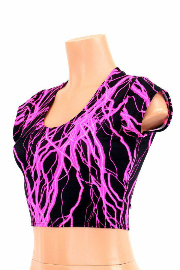Pink Lightning Cap Sleeve Crop - 3